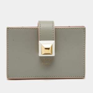 Fendi Grey/Peach Leather Accordion Card Case