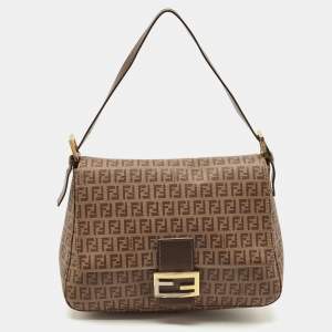 Fendi Brown Zucchino Coated Canvas Mama Forever Shoulder Bag