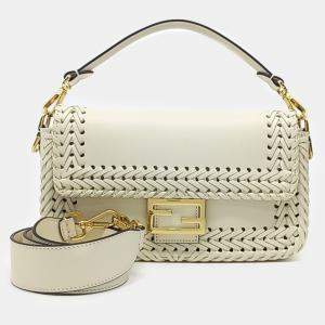 Fendi White Leather Baguette Bag