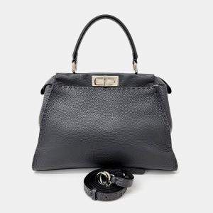 Fendi Grey Leather Selleria Peekaboo Medium bag