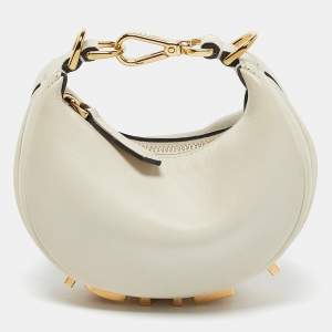 Fendi Off White Leather Nano Fendigraphy Hobo