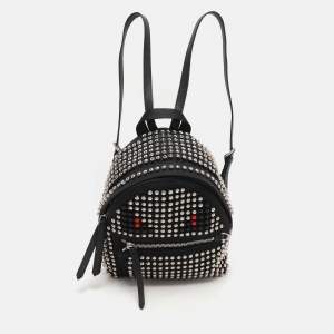 Fendi Black Nylon Monster Studs Mini Black Backpack