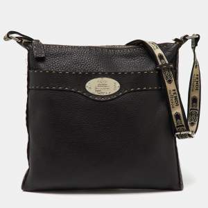 Fendi Dark Brown Selleria Leather Messenger Bag