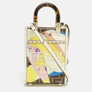 Fendi Multicolor Zucca Coated Canvas and Leather Mini Inlay Sunshine Tote