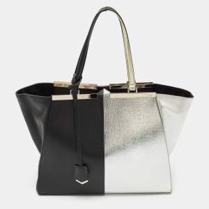 Fendi Black/Silver Leather Large 3Jours Tote