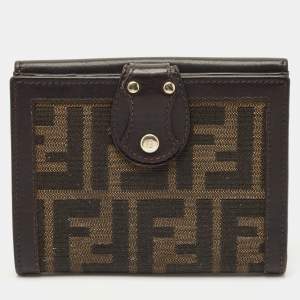 Fendi Tobacco Zucca Canvas and Leather French Flap Wallet