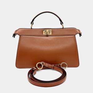 Fendi Brown Leather Peekaboo I SEE U EAST-WEST