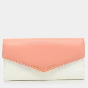 Fendi White/Peach Leather 2Jours Continental Wallet