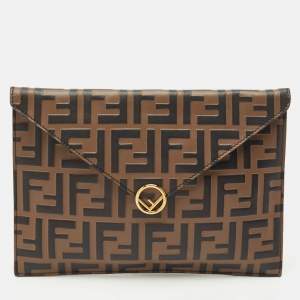 Fendi Brown Zucca Leather F is Fendi Envelope Pouch