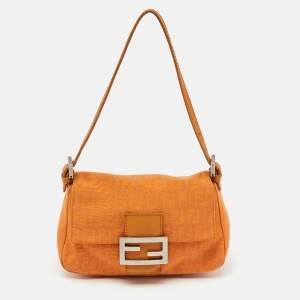Fendi Orange Zucchino Canvas Mini Mama Baguette Bag