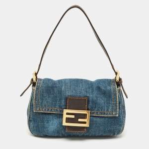 Fendi Blue Denim Mini Mama Baguette Bag