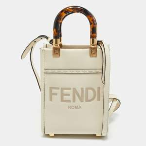 Fendi Off White Leather Mini Sunshine Tote