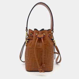 Fendi Brown Leather Montrezo Bucket Mini Bag
