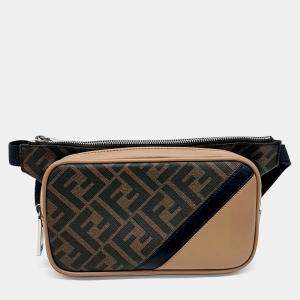 Fendi Black/Brown Coated Canvas Belt Bag