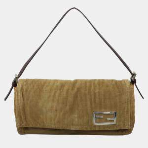Fendi Baguette Brown Corduroy Bag