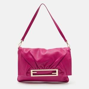 Fendi Pink Leather Flap Shoulder Bag