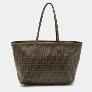 Fendi Tobacco Zucca Coated Canvas Medium Roll Shopper Tote