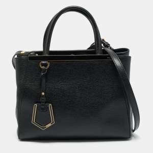 Pre Owned Fendi Black Leather Small 2Jours Tote