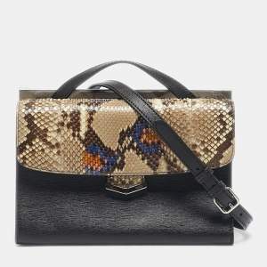 Fendi Multicolor Leather and Python Mini Demi Jour Top Handle Bag