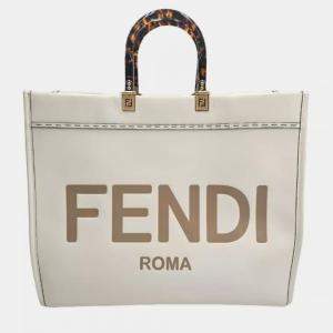 Fendi Sunshine White Leather Tote