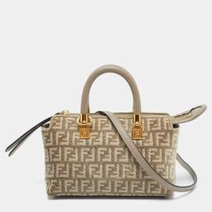 Pre Owned Fendi Beige FF Fabric Mini By The Way Bag