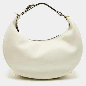 Fendi White Leather Medium Fendigraphy Hobo