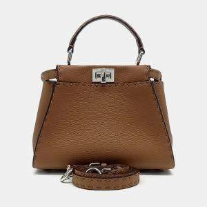 Fendi Brown Leather Peekaboo Mini