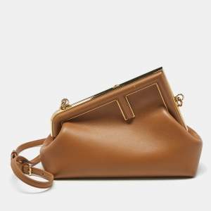 Fendi Brown Leather Small First Shoulder Bag