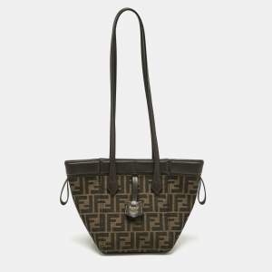Fendi Tobacco Zucca Canvas and Leather Mini Origami Tote