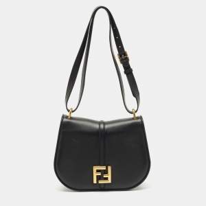 Fendi Black Leather Medium C'mon Shoulder Bag