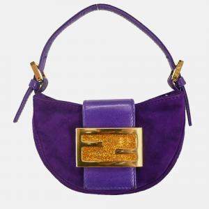 Pre Owned Fendi Mini Purple Suede Handbag