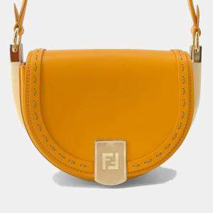 Pre Owned Fendi Moonlight Orange Leather Shoulder Bag