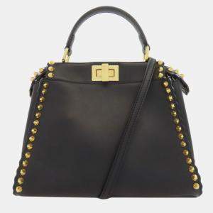 Pre Owned Fendi Mini Peekaboo Studded Handbag Calf Leather