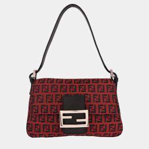 Pre Owned Fendi Red Zucchino Handbag