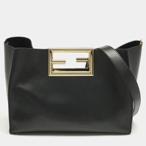 Pre Owned Fendi Black Leather Medium Way Tote