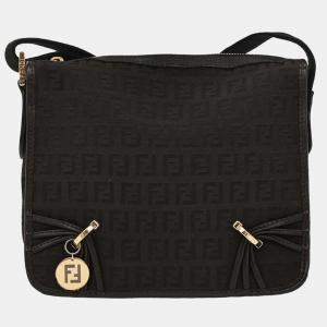Pre Owned Fendi Black Zucchino Shoulder Bag