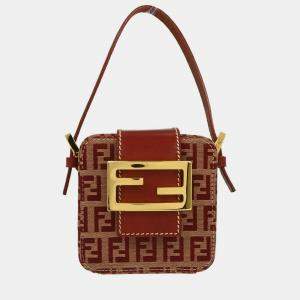 Pre Owned Fendi Red Zucchino Vanity Handbag 2288 26805 018