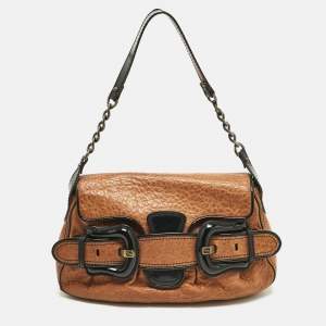 Pre Owned Fendi Brown/Black Patent and Leather B Bis Shoulder Bag