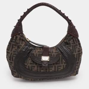 Pre Owned Fendi Tobacco Zucca Canvas and Leather Spy Moro Hobo