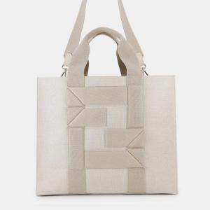 Pre Owned Fendi Shopping Bag Beige Canvas