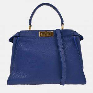 Pre Owned Fendi Blue Leather Peekaboo 2way Handbag