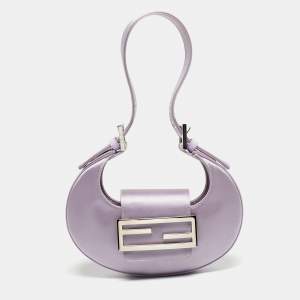 Pre Owned Fendi Lilac Satin Mini Cookie Bag
