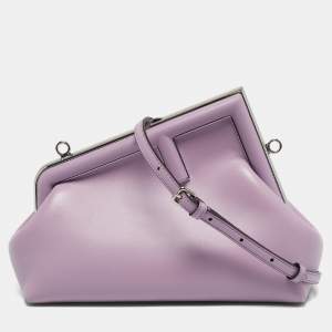 Pre Owned Fendi Lilac Leather Small Fendi First Clutch Bag