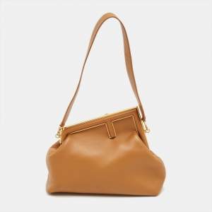 Pre Owned Fendi Brown Leather Medium First Shoulder Bag