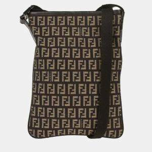 Pre Owned Fendi Brown Zucchino Shoulder Bag