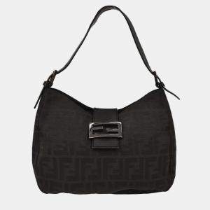 Pre Owned Fendi Black Canvas Zucca Handbag