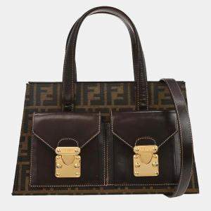 Pre Owned Fendi Brown Zucca 2way Handbag