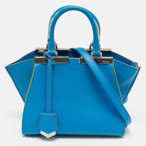 Pre Owned Fendi Blue Leather Petite 3Jours Tote