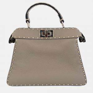 Pre Owned Fendi Peekaboo ISeeU Small Etoupe Selleria bag