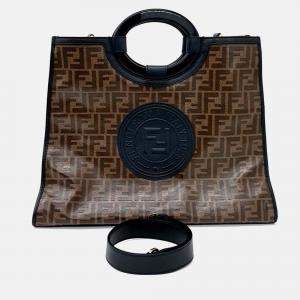 Pre Owned Fendi Brown Coated Canvas Runaway Bag Medium
